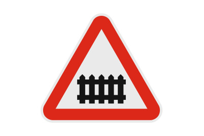 Railroad crossing with a barrier icon, flat style.