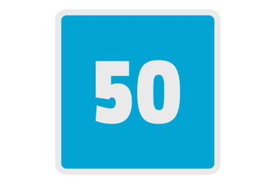 Minimum speed fifty limit icon, flat style.