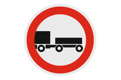 Trailer is forbidden icon, flat style.