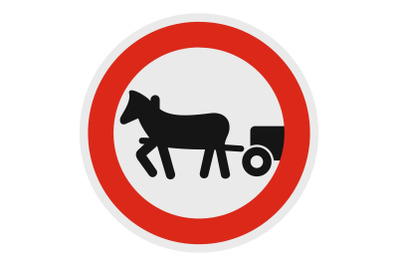 Horse cart is prohibited icon, flat style.