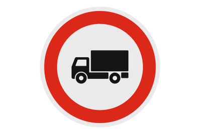 Truck is prohibited icon, flat style.