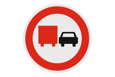 No lorry overtaking icon, flat style.