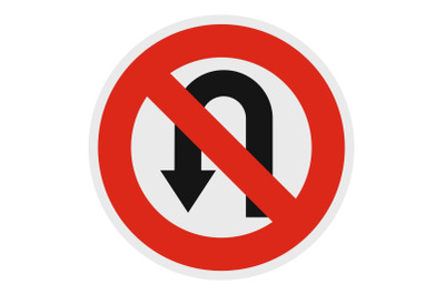 Uturn prohibited icon, flat style.