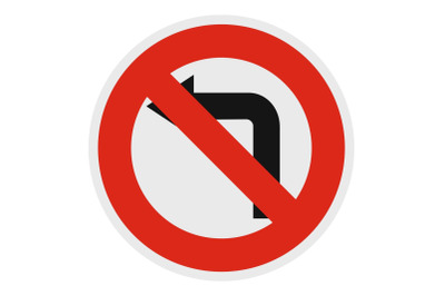 Turn is prohibited icon, flat style.