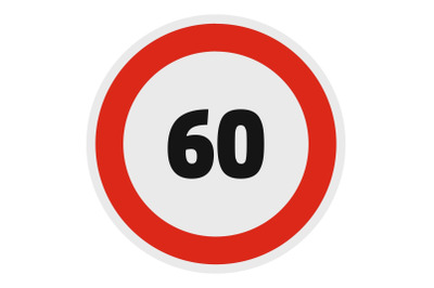 Maximum speed limit icon, flat style.