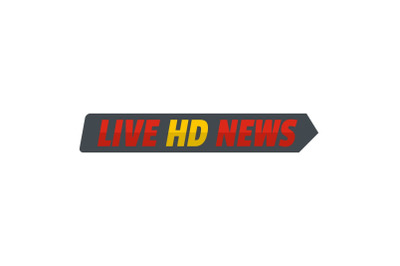 Live hd news icon, flat style.
