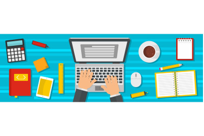 Working process banner, flat style.