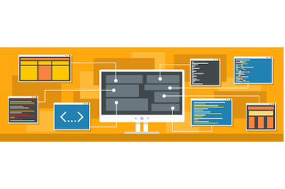 Decryption of data banner, flat style.