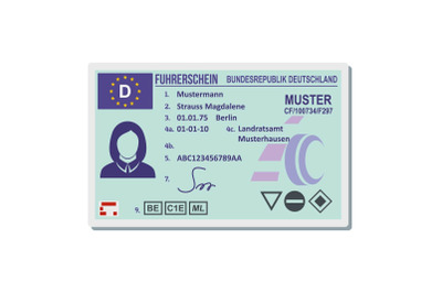 Driving license for berlin icon, flat style.