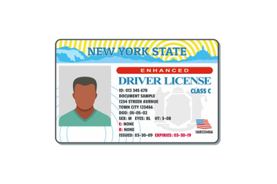 Driving license for new york icon, flat style.