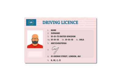 English driving license icon, flat style.