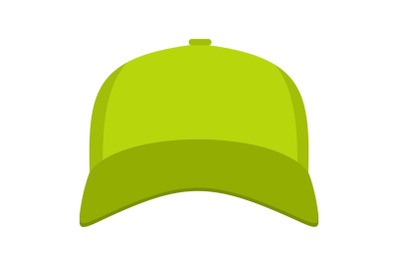 Baseball cap in front icon, flat style.