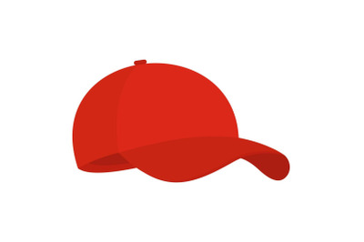 Red baseball cap icon, flat style.