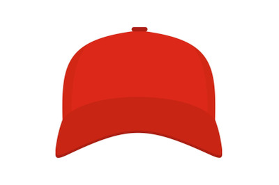 Baseball cap in front icon, flat style.