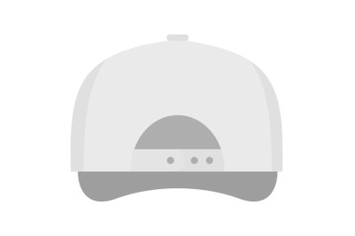 White baseball cap back icon, flat style.