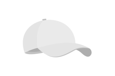 White baseball cap icon, flat style.