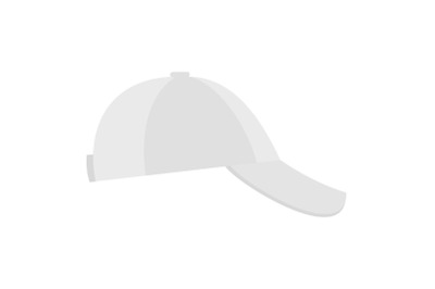 White baseball cap on side icon, flat style.
