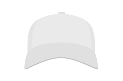 White baseball cap in front icon, flat style.
