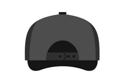 Gray baseball cap back icon, flat style.