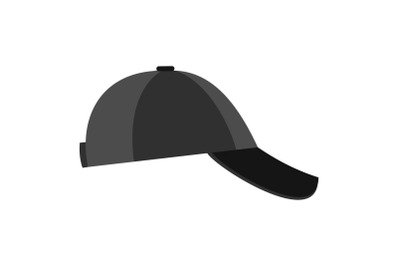 Baseball cap on the side icon, flat style.