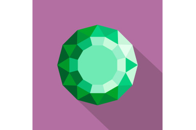 Emerald diamond icon, flat style.