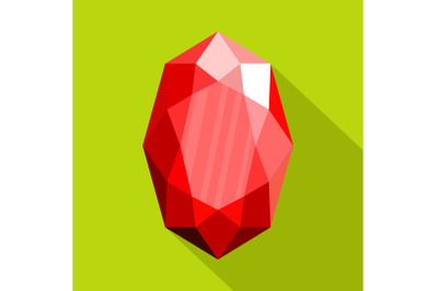 Red adamant icon, flat style.