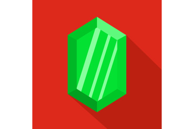 Green adamant icon, flat style.