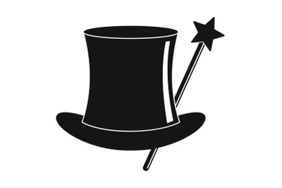Hat with a wand icon, simple style.