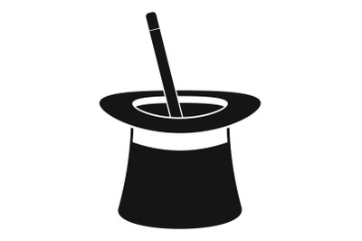 Wand in hat icon, simple style.