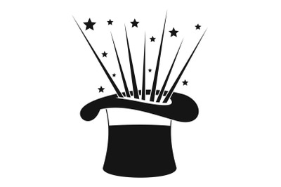 Hat and firework icon, simple style.
