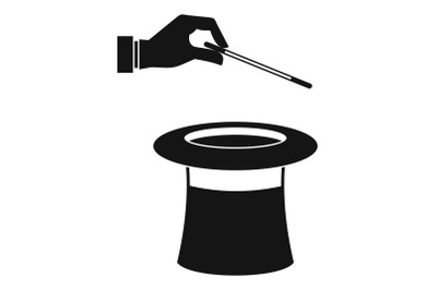 Hat with hand icon, simple style.