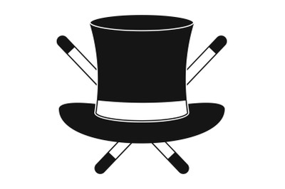 Hat with a stick icon, simple style.