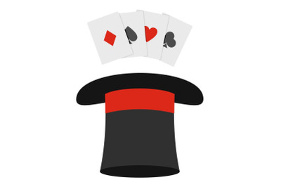 Hat with card icon, cartoon style.