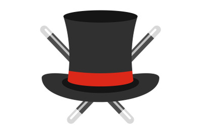 Hat with a stick icon, cartoon style.