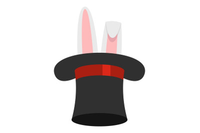 Hat with rabbit icon, cartoon style.