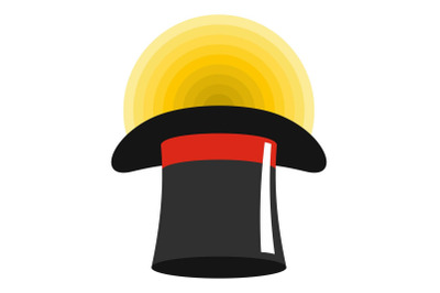 Hat with glow icon, cartoon style.