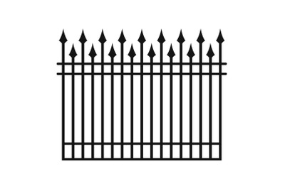 Fence with metal rod icon, simple style.