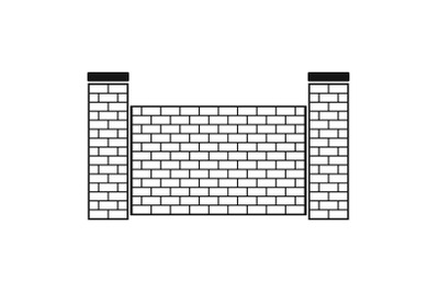 Fence of brick icon, simple style.