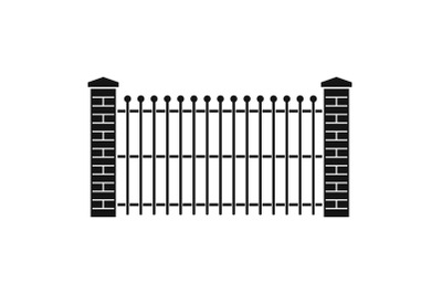 Brick and metal fence icon, simple style.