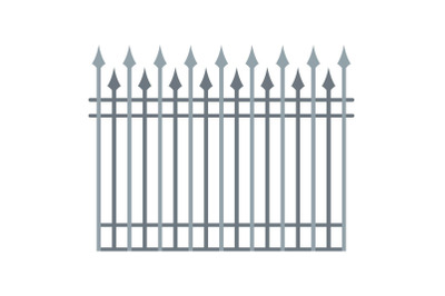 Fence with metal rod icon, flat style.