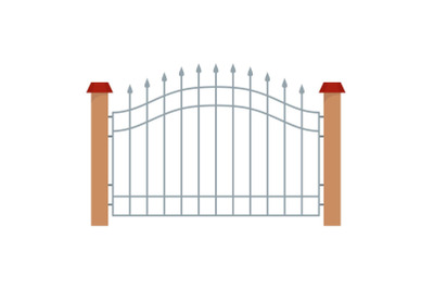 Park fence icon, flat style.