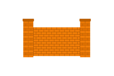 Fence of brick icon, flat style.