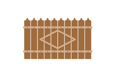 Wooden peak fence icon, flat style.