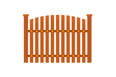 Wooden fence icon, flat style.