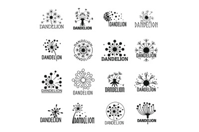 Dandelion logo icons set, simple style