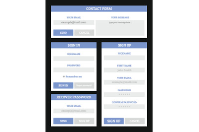 Website form set, flat style