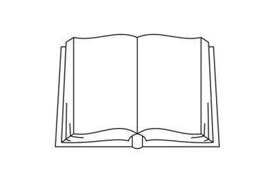 Opened book icon, outline style.
