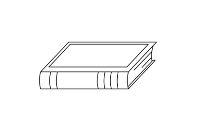 Closed book icon, outline style.