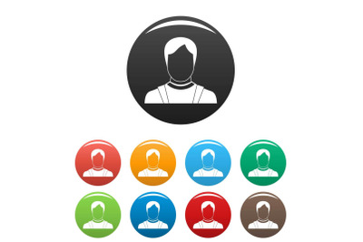 Man avatar icons set collection circle