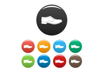 Men shoe icons set collection circle